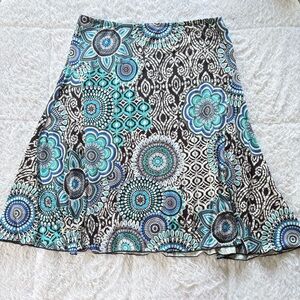 Passport A-Line Skirt with Blue and Black Patterns